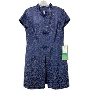 NWT VTG Cachet Embossed Longline‎ Mockneck Kimono Jacket Sz 10 Asian Deadstock